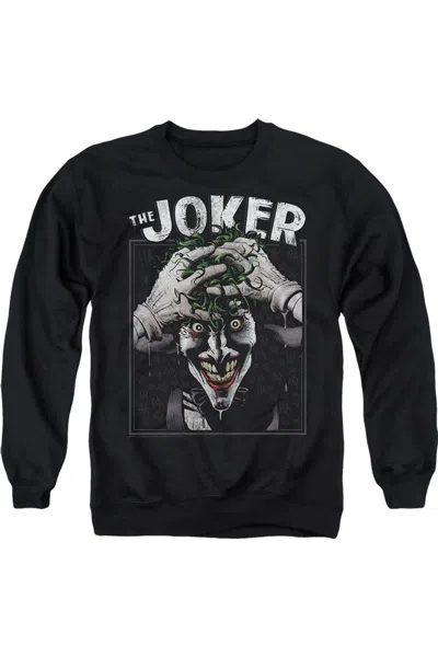 Gildan Batman Crazed Joker Adult Crewneck Sweatshirt In Black