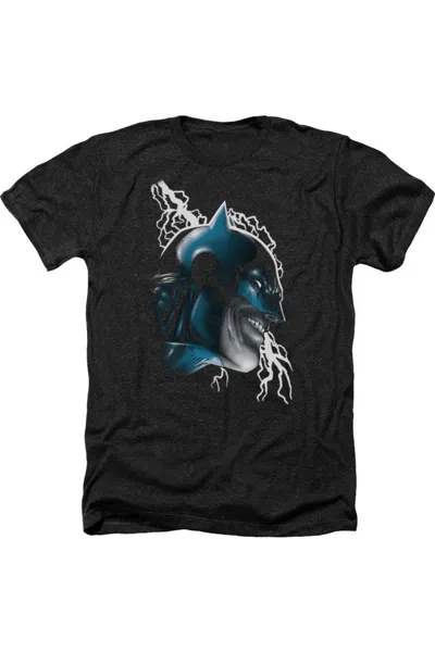 Gildan Batman Crazy Grin Adult Heather Tee / T-shirt In Black