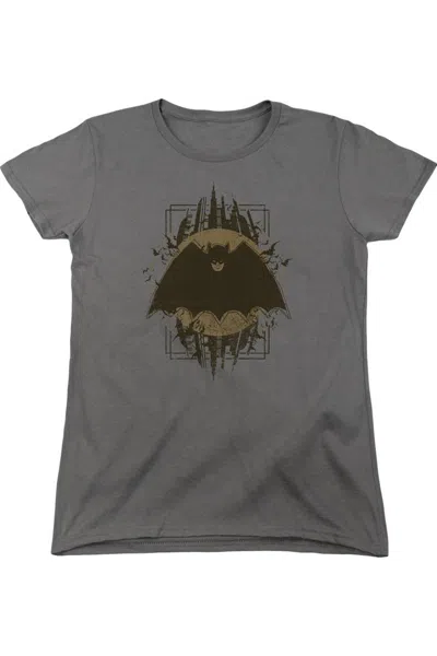 Gildan Batman Crest Short Sleeve Womens Tee / T-shirt In Pink