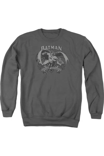 Gildan Batman Crusade Adult Crewneck Sweatshirt In Gray