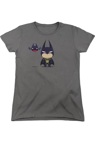 Gildan Batman Cute Batman Short Sleeve Womens Tee / T-shirt In Gray