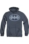 Gildan Batman Cyber Bat Shield Adult Heather Hoodie / Hooded Sweatshirt In Blue