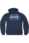 Gildan Batman Cyber Bat Shield Adult Pull Over Hoodie / Hooded Sweatshirt In Blue