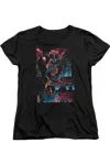 Gildan Batman Dark Knight Panels Short Sleeve Womens Tee / T-shirt In Black