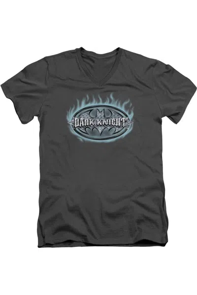 Gildan Batman Dark Knight Steel Shield Short Sleeve Adult V Neck Tee / T-shirt In Pink