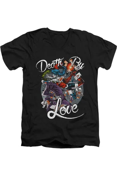 Gildan Batman Death By Love Short Sleeve Adult V Neck Premium Cotton Tee / T-shirt In Black