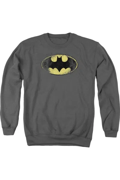Gildan Batman Destroyed Logo Adult Crewneck Sweatshirt In Pink