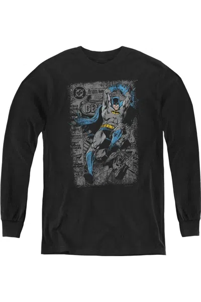 Gildan Kids' Batman Detective #487 Distress Youth Long Sleeve Tee / T-shirt In Black