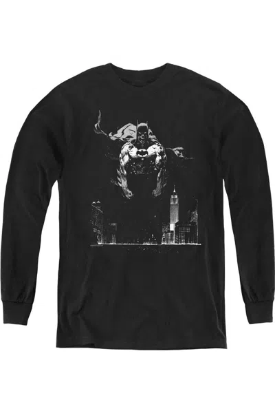 Gildan Kids' Batman Dirty City Youth Long Sleeve Tee / T-shirt In Black