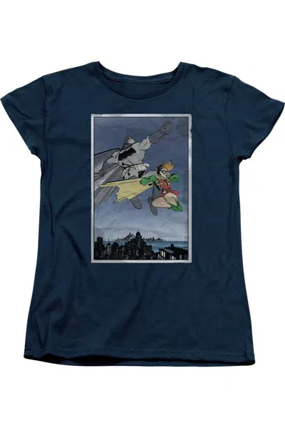 Gildan Batman Dkr Duo Short Sleeve Womens Tee / T-shirt In Blue