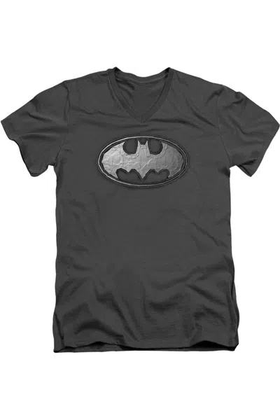 Gildan Batman Duct Tape Logo Short Sleeve Adult V Neck Tee / T-shirt In Gray