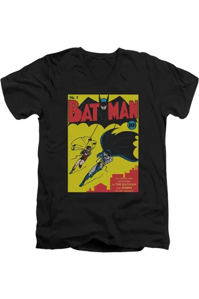 Gildan Batman First Short Sleeve Adult V Neck Premium Cotton Tee / T-shirt In Black