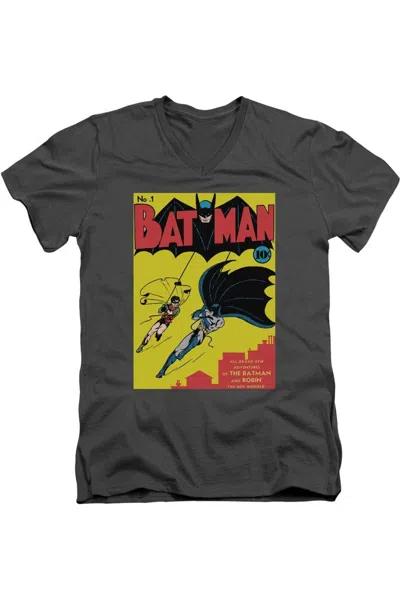 Gildan Batman First Short Sleeve Adult V Neck Premium Cotton Tee / T-shirt In Pink