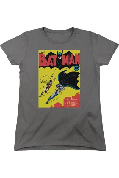 Gildan Batman First Short Sleeve Womens Tee / T-shirt In Gray