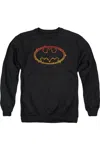 Gildan Batman Flame Outlined Logo Adult Crewneck Sweatshirt In Black