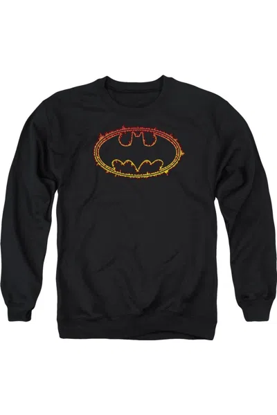 Gildan Batman Flame Outlined Logo Adult Crewneck Sweatshirt In Black