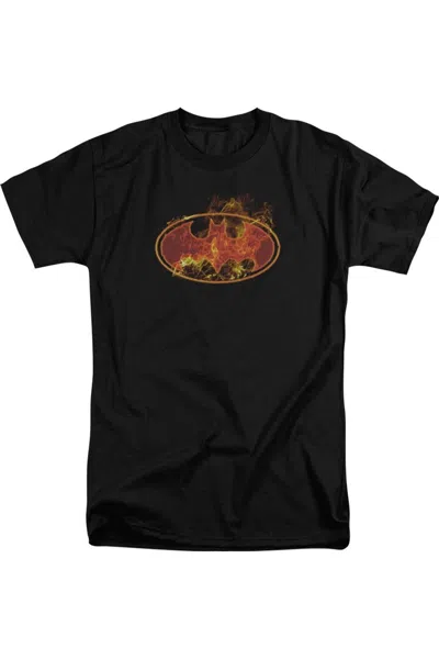 Gildan Batman Flames Logo Short Sleeve Adult Tall Tee / T-shirt In Black