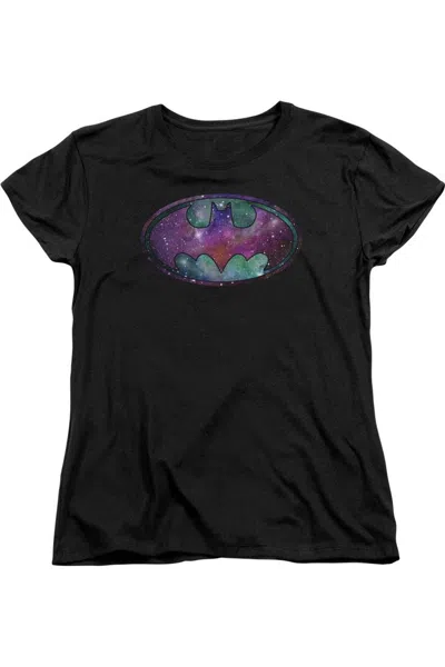 Gildan Batman Galaxies Signal Short Sleeve Womens Tee / T-shirt In Black