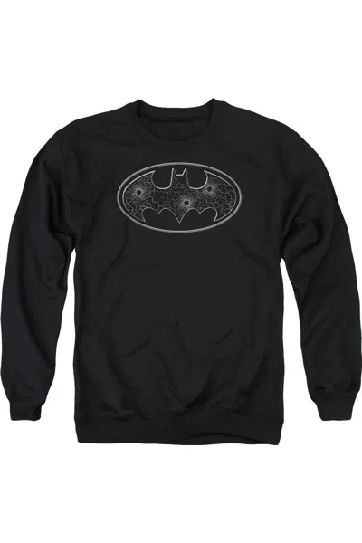Gildan Batman Glass Hole Logo Adult Crewneck Sweatshirt In Black