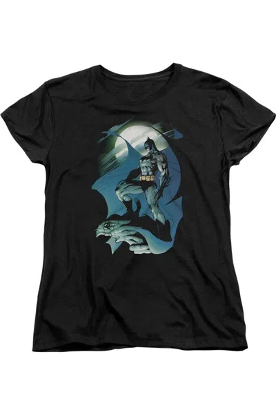 Gildan Batman Glow Of The Moon Short Sleeve Womens Tee / T-shirt In Black