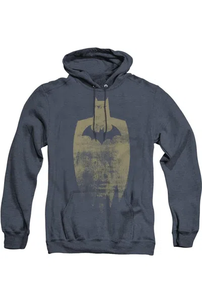 Gildan Batman Gold Silhouette Adult Heather Hoodie / Hooded Sweatshirt In Blue