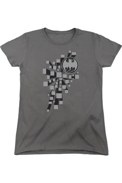 Gildan Batman Gotham 3d Short Sleeve Womens Tee / T-shirt In Gray
