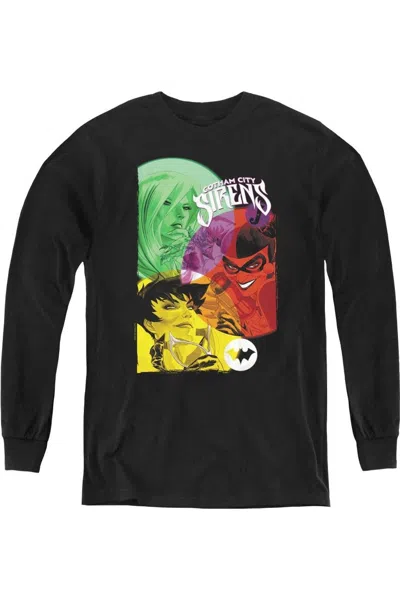 Gildan Kids' Batman Gotham Sirens Youth Long Sleeve Tee / T-shirt In Black