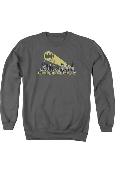 Gildan Batman Gotham Skyline Adult Crewneck Sweatshirt In Pink