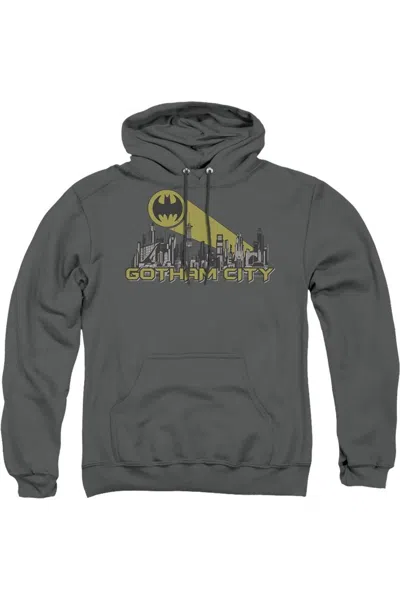 Gildan Batman Gotham Skyline Adult Pull Over Hoodie / Hooded Sweatshirt In Gray