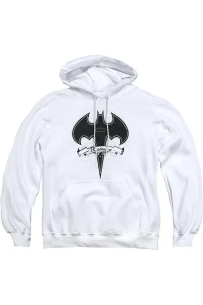 Gildan Batman Gothic Gotham Adult Pull Over Hoodie / Hooded Sweatshirt In White