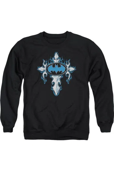 Gildan Batman Gothic Steel Logo Adult Crewneck Sweatshirt In Black