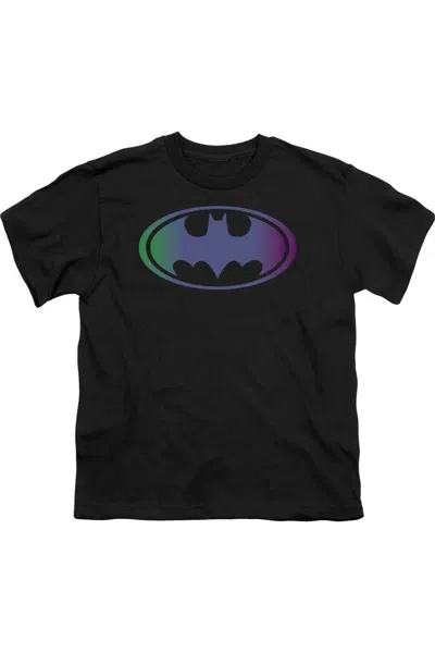 Gildan Kids' Batman Gradient Bat Logo Short Sleeve Juvenile Tee / T-shirt In Black