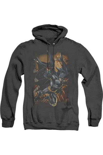 Gildan Batman Grapple Fire Adult Heather Hoodie / Hooded Sweatshirt In Black