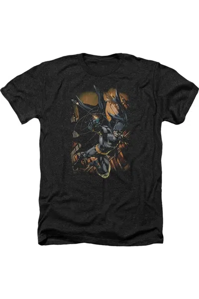 Gildan Batman Grapple Fire Adult Heather Tee / T-shirt In Black