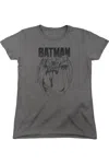 Gildan Batman Grey Noise Short Sleeve Womens Tee / T-shirt In Pink