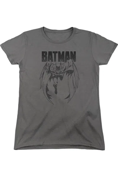 Gildan Batman Grey Noise Short Sleeve Womens Tee / T-shirt In Pink