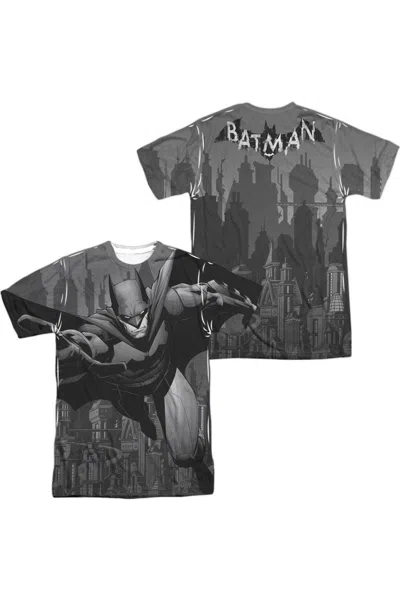 Gildan Batman Grey Race (front/back Print) Short Sleeve Adult Poly Crew Tee / T-shirt In Black