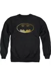 Gildan Batman Halftone Bat Adult Crewneck Sweatshirt In Black