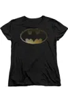 Gildan Batman Black & Gold Embossed Short Sleeve Womens Tee / T-shirt In Black