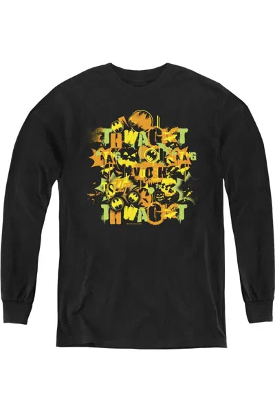 Gildan Kids' Batman Halloween Knight Sounds Youth Long Sleeve Tee / T-shirt In Black
