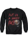 Gildan Batman Happy Face Adult Crewneck Sweatshirt In Black