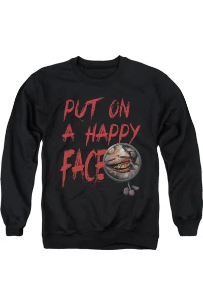 Gildan Batman Happy Face Adult Crewneck Sweatshirt In Black