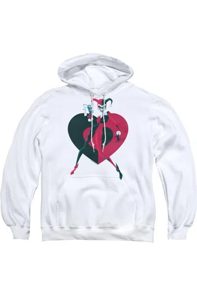 Gildan Batman Harely Heart Adult Pull Over Hoodie / Hooded Sweatshirt In White