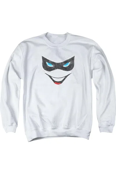 Gildan Batman Harley Face Adult Crewneck Sweatshirt In White