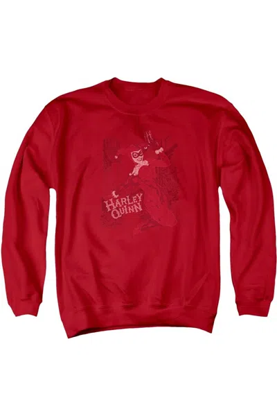 Gildan Batman Harley's Packing Adult Crewneck Sweatshirt In Red