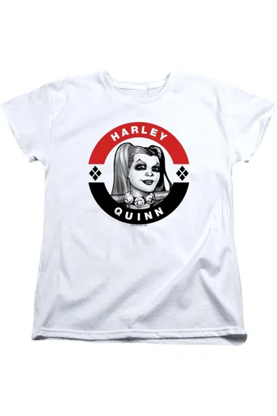 Gildan Batman Harley President Circle Short Sleeve Womens Tee / T-shirt In White