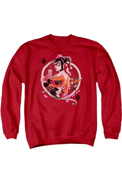 Gildan Batman Harley Q Adult Crewneck Sweatshirt In Red