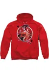 Gildan Batman Harley Q Adult Pull Over Hoodie / Hooded Sweatshirt In Red