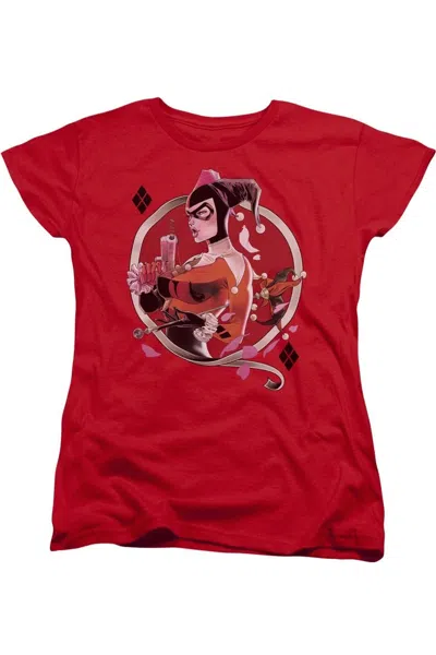 Gildan Batman Harley Q Short Sleeve Womens Tee / T-shirt In Red