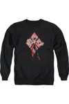 Gildan Batman Harley Quinn (diamonds) Adult Crewneck Sweatshirt In Black